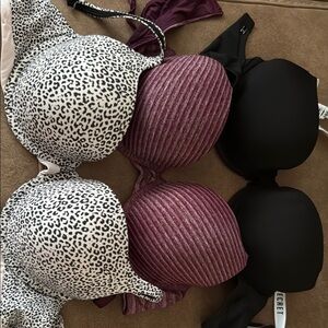 Victoria's Secret Black and Purple Full Coverage Bras